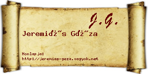 Jeremiás Géza névjegykártya