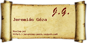 Jeremiás Géza névjegykártya