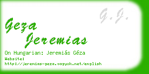 geza jeremias business card