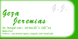 geza jeremias business card